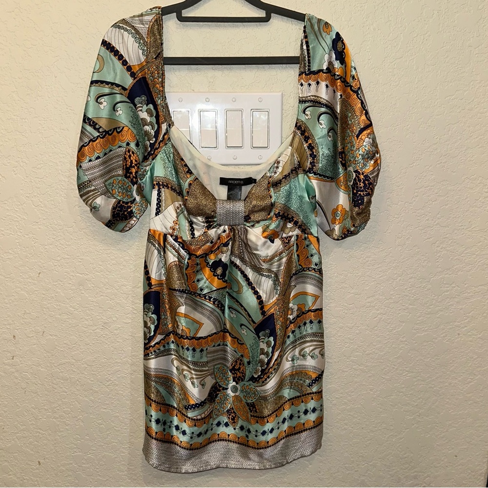 Arden B Small Vintage 90’s Y2K Small Multi Color 100% Silk Fall Ruffle Blouse